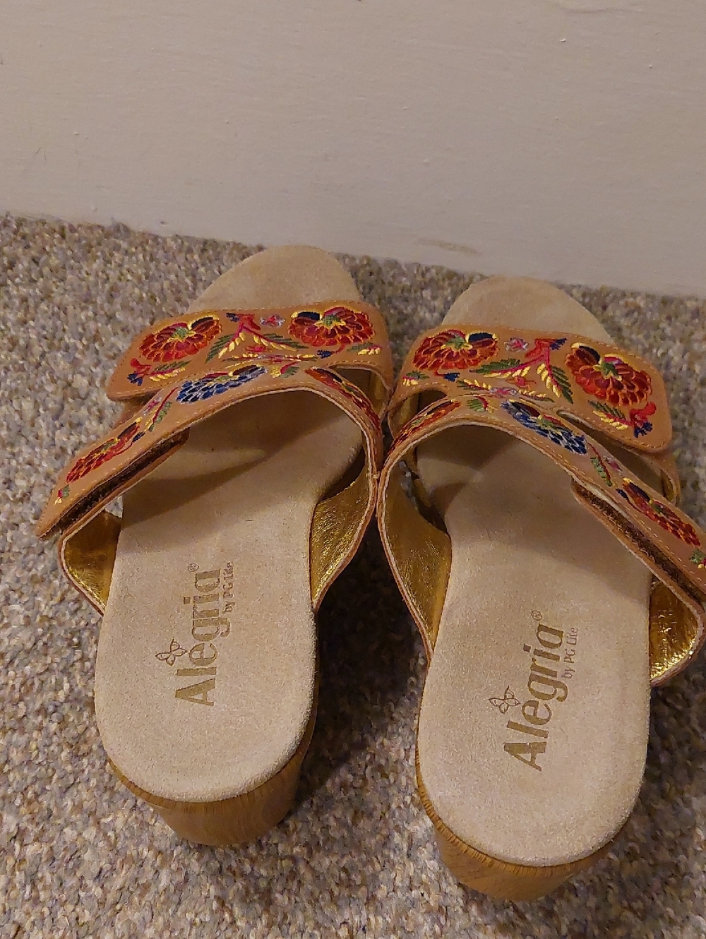 Alegria Embroidered Wedge Sandals - Picture 4 of 7